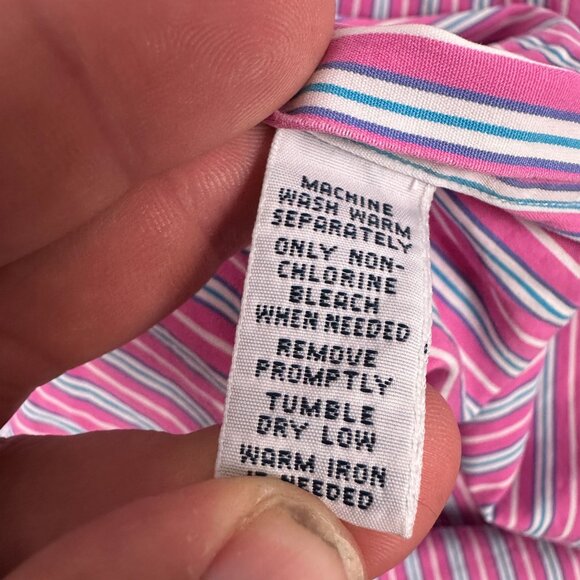 Ralph Lauren Mens Pink & Blue Striped Custom Fit Long Sleeve Shirt Size L - Picture 6 of 6